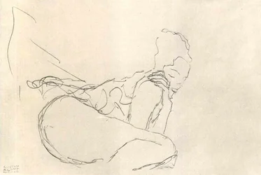 Zittende halve naakt naar rechts